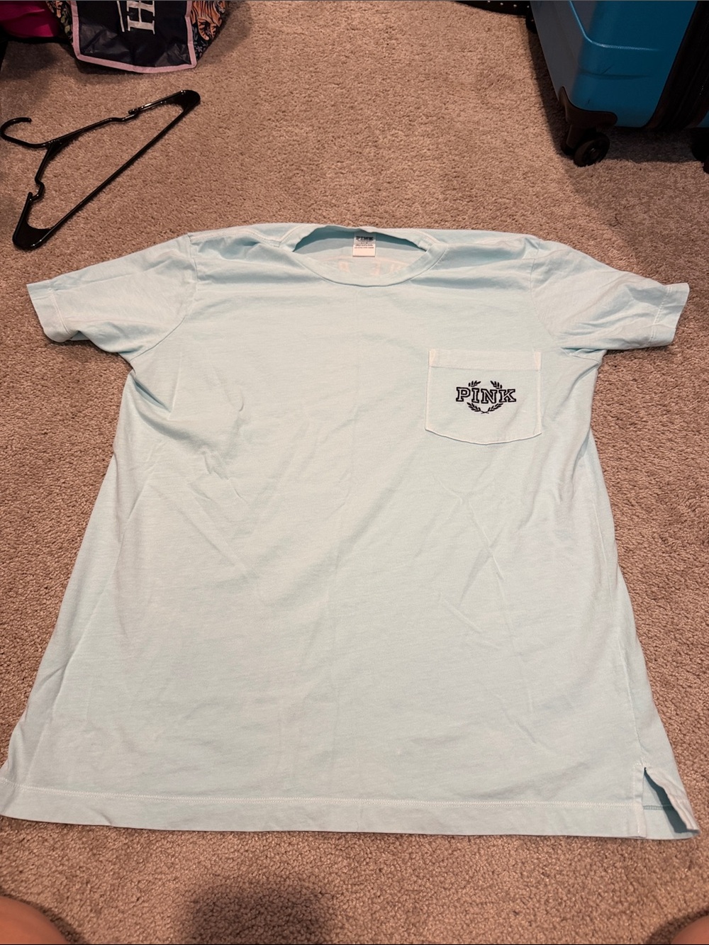PINK Victoria's Secret Light Blue Pocket Tee